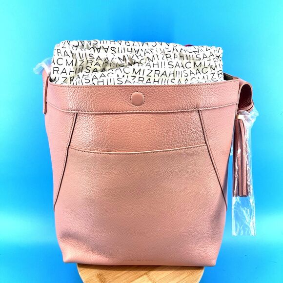 Isaac Mizrahi Handbags - Isaac Mizrahi Live! Bridgehampton Leather Bucket Bag Purse Pink